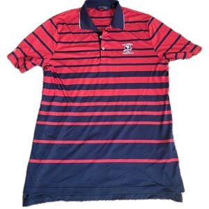 Red and Blue Striped Men's Polo Shirt